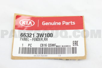 663213W100 PANEL-FENDER RH