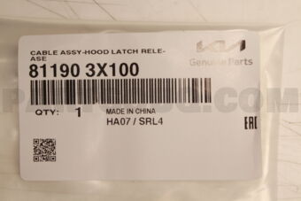 811903X100 CABLE ASSY-HOOD LATCH RELEASE