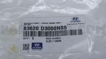 83620D3000NS5 HANDLE ASSY-REAR DOOR INSIDE,R
