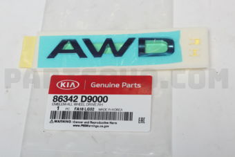 86342D9000 EMBLEM-ALL WHEEL DRIVE,RH