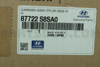87722S8SA0 GARNISH ASSY-FR DR SIDE RH