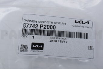 87742P2000 GARNISH ASSY-QTR SIDE,RH
