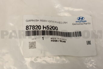 87820H5200 GARNISH ASSY-QTR FIXED,RH