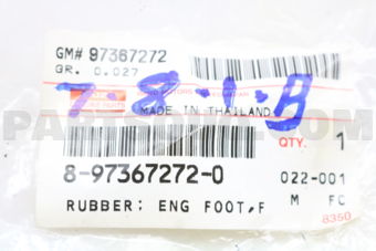 8973672720 RUBBER; ENG FOO
