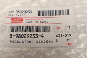 8980292334 REGULATOR; WINDOW,FRT DOOR