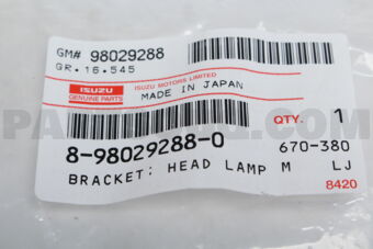 8980292880 Bracket; Head L