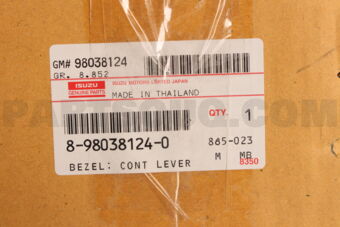8980381240 BEZEL; CONT LEV