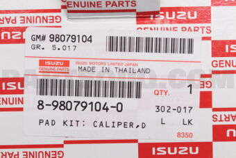 8980791040 PAD KIT; CALIPE