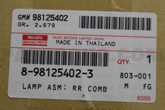 8981254023 Lamp Asm; Rr Comb