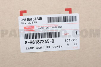 8981872450 LAMP ASM; RR CO
