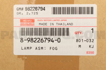 8982267940 LAMP ASM; FOG