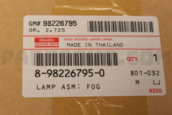 8982267950 LAMP ASM; FOG