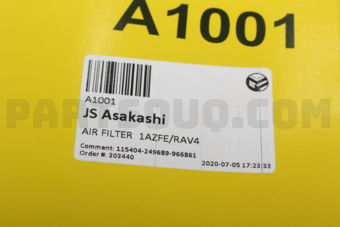 A1001 AIR FILTER  1AZFE/RAV4