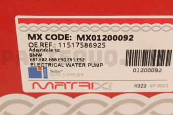 MX01200092 ELECTRIC WATER PUMP.BMW E60,E65,E87,E90,E70 X5,X1