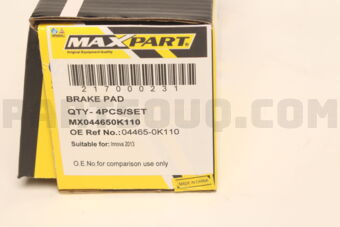 MX044650K110 BRAKE PAD FRONT