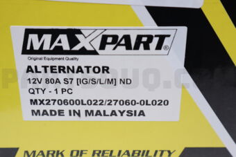 MX270600L022 ALTERNATOR ASSY 12V85A HAIRPIN