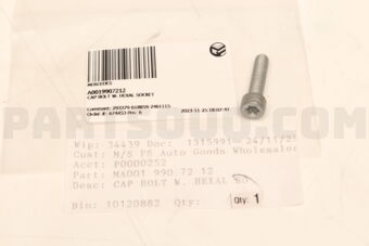 A0019907212 CAP BOLT W. HEXAL SOCKET