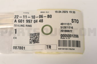 A6019970448 SEAL RING,DRAIN PLUG-A(W168)