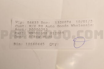 N000908012009 SCREW PLUG