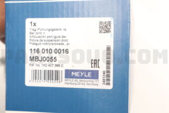 1160100016 BALL JOINT-FR LWR RH/AUDI/VW