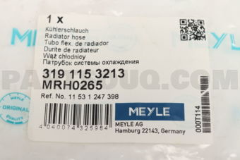 3191153213 WATER HOSE/E36/E46/Z3