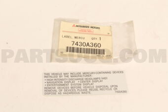 7430A360 Mitsubishi LABEL,MERCURY CAUTION