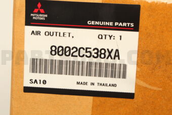 8002C538XA AIR OUTLET,INST PNL,RH