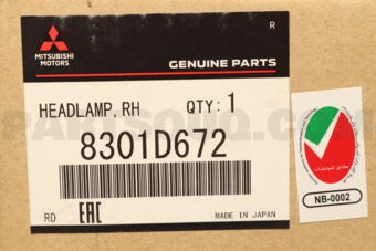 8301D672 HEADLAMP ASSY,RH