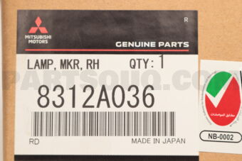 8312A036 LAMP ASSY,SIDE MARKER,R