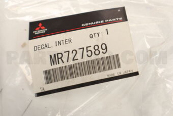 MR727589 DECAL,INTER COOLER