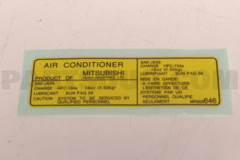 MR958646 Mitsubishi LABEL,A/C REFRIGERANT CAUT
