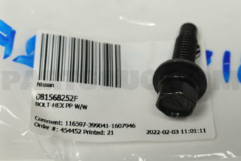 081568252F BOLT-HEX PP W/W