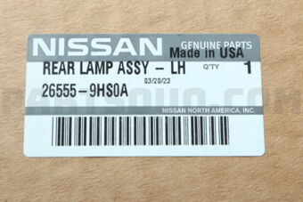 265559HS0A COMBINATION LAMP ASSY REAR,LH