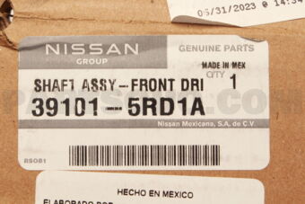 391015RD1A SHAFT ASSY FRONT DRIVE,LH