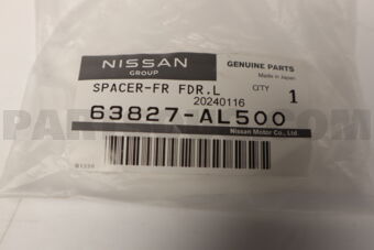 63827AL500 Nissan SPACER-FRONT FENDER LH