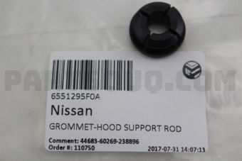 6551295F0A GROMMET-HOOD SUPPORT ROD