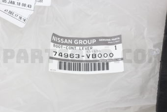 74963VB000 Nissan BOOT-RUBBER,CONTROL LEVER