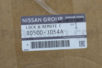 80500JD54A LOCK & REMOTE CONTROL ASSY - FRONT