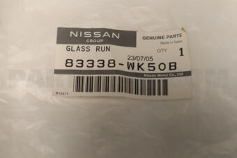 83338WK50B Nissan GLASS RUN RUBBER SIDE WINDOW,2ND RH