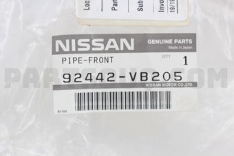 92442VB205 PIPE-FRONT COOLER,HIGH B