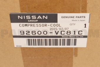 92600VC81C Nissan COMPRESSOR ASSY-COOLER
