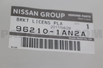 962101AN2A BRACKET-LICENCE PLATE