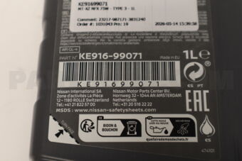 KE91699071 MT-XZ NFX 75W - TYPE 3 - 1L