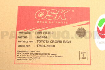 A1404 AIR FILTER, TOYCROWN/RAV4