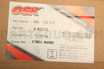 AN1221 AIR FILTER, TOYARISTO