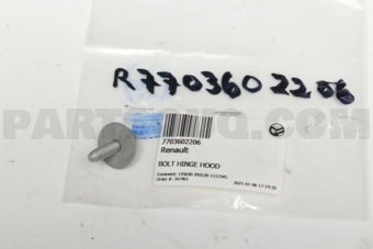 7703602206 BOLT HINGE HOOD