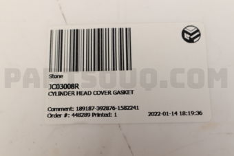 JC03008R CYLINDER HEAD COVER GASKET