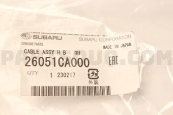 26051CA000 Subaru CABLE ASSY H B   RH