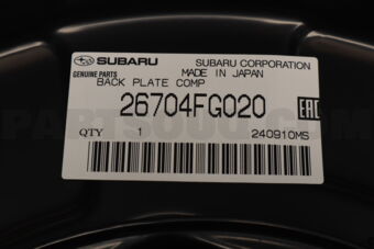 26704FG020 Subaru BACK PLATE COMPL RH