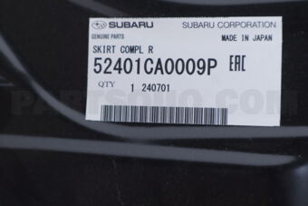 52401CA0009P Subaru SKIRT COMPL R
